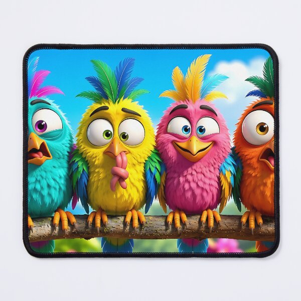 Item preview, four funny 3d birds in the jungle designed and sold by ToxicInkArt.