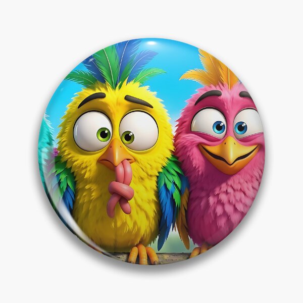 Item preview, four funny 3d birds in the jungle designed and sold by ToxicInkArt.