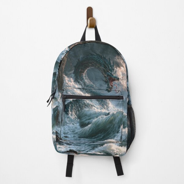 Item preview, A colossal Sea Serpent weaving through towering ocean waves beside towering sea cliffs beneath dramatic storm clouds, Fantasy & Mythological Creatures designed and sold by CDC40.