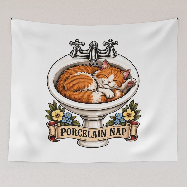 Item preview, Orange Cat Porcelain Nap designed and sold by Old's Cool Cat Studio.