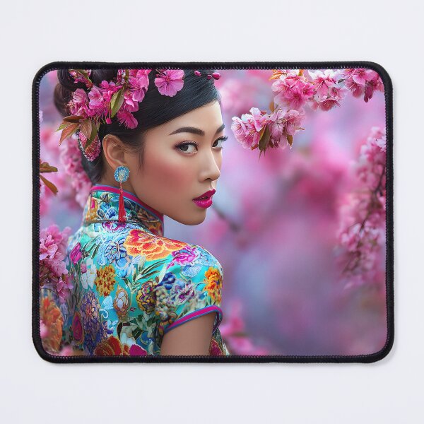 Item preview, Elegant Woman in Floral Cherry Blossom Portrait designed and sold by Artessie.