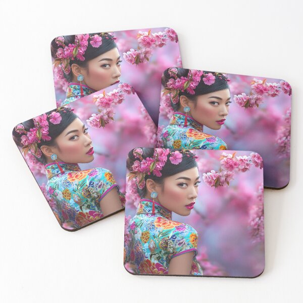 Item preview, Elegant Woman in Floral Cherry Blossom Portrait designed and sold by Artessie.