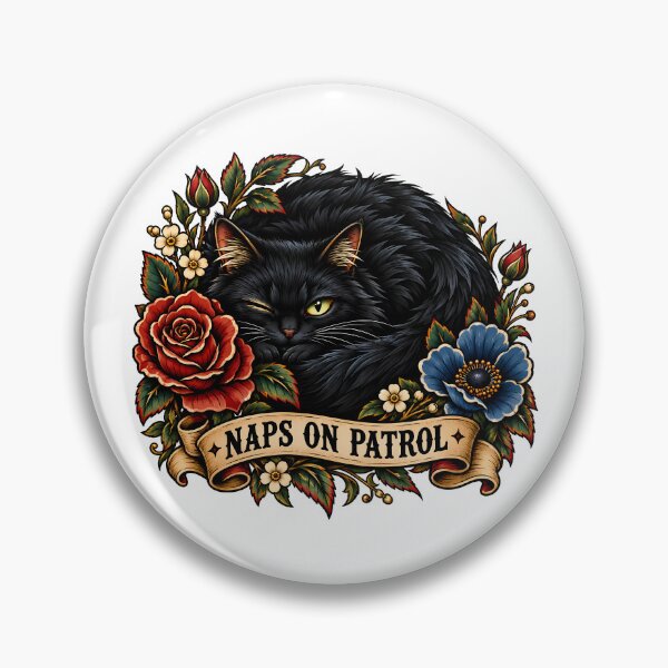 Item preview, Black Cat Naps On Patrol designed and sold by Old's Cool Cat Studio.