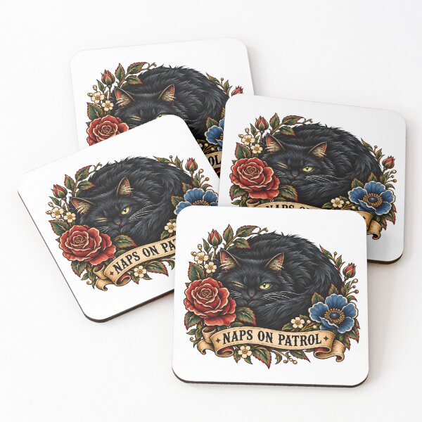 Item preview, Black Cat Naps On Patrol designed and sold by Old's Cool Cat Studio.