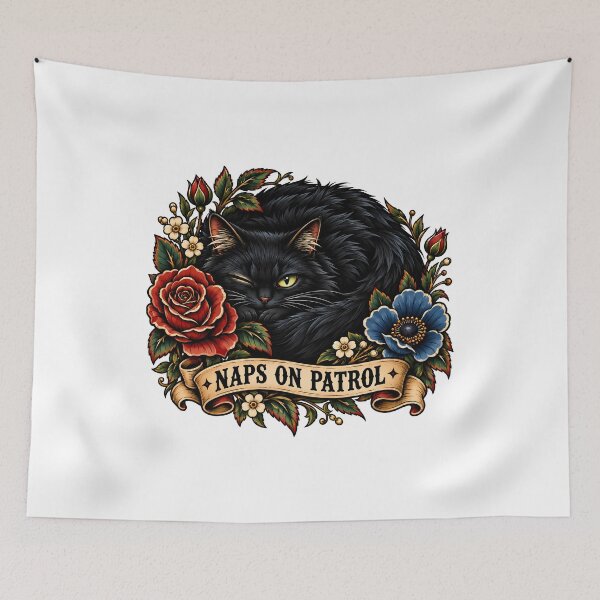 Item preview, Black Cat Naps On Patrol designed and sold by Old's Cool Cat Studio.