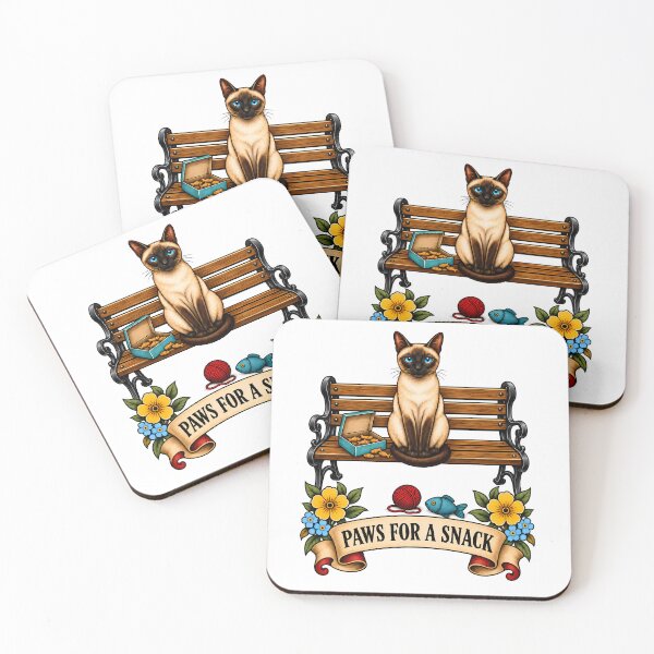 Item preview, Siamese Cat Paws For A Snack Park Bench designed and sold by Old's Cool Cat Studio.