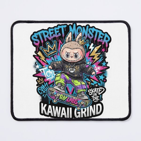 Item preview, "Street Monster" Labubu-Inspired Skateboarder Sticker Design – Kawaii Streetwear Graphic designed and sold by CreativeNest Prints.