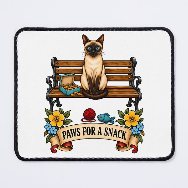 Item preview, Siamese Cat Paws For A Snack Park Bench designed and sold by Old's Cool Cat Studio.