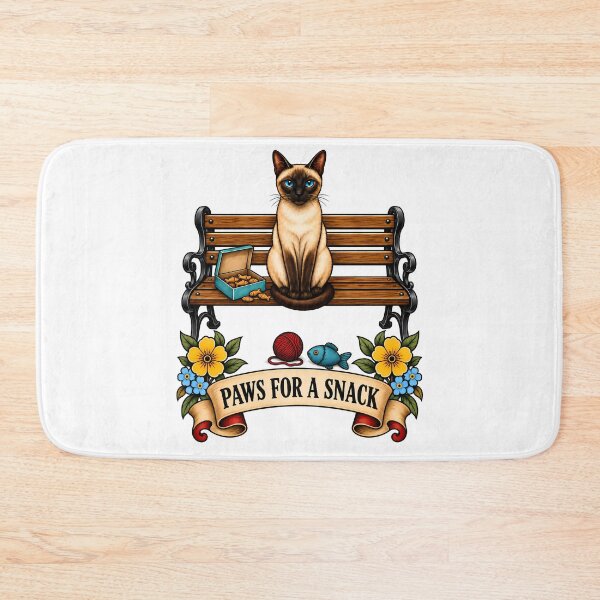 Item preview, Siamese Cat Paws For A Snack Park Bench designed and sold by Old's Cool Cat Studio.