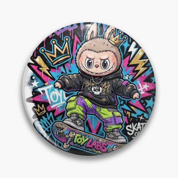 Item preview, "Street Monster" Labubu-Inspired Skateboarder Sticker Design – Kawaii Streetwear Graphic designed and sold by CreativeNest Prints.