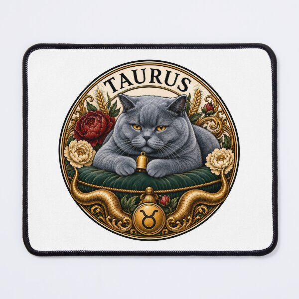 Item preview, Taurus Gray Cat Celestial Zodiac Bull designed and sold by Old's Cool Cat Studio.
