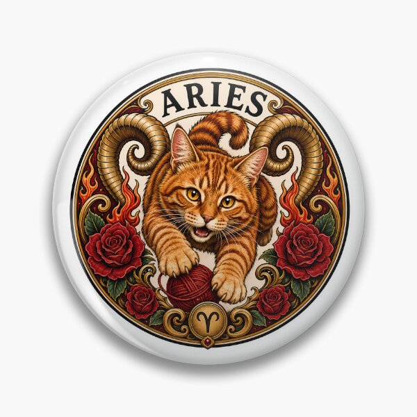 Item preview, Aries Orange Cat Celestial Zodiac Ram designed and sold by Old's Cool Cat Studio.