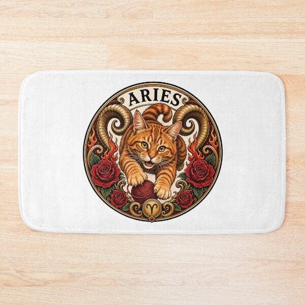 Item preview, Aries Orange Cat Celestial Zodiac Ram designed and sold by Old's Cool Cat Studio.
