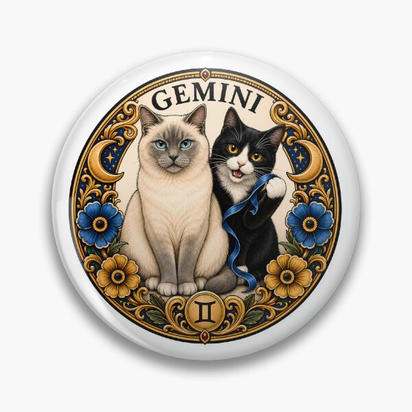 Item preview, Gemini Cats Celestial Zodiac Siamese Tuxedo designed and sold by Old's Cool Cat Studio.