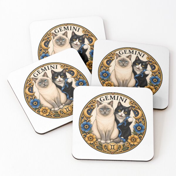 Item preview, Gemini Cats Celestial Zodiac Siamese Tuxedo designed and sold by Old's Cool Cat Studio.