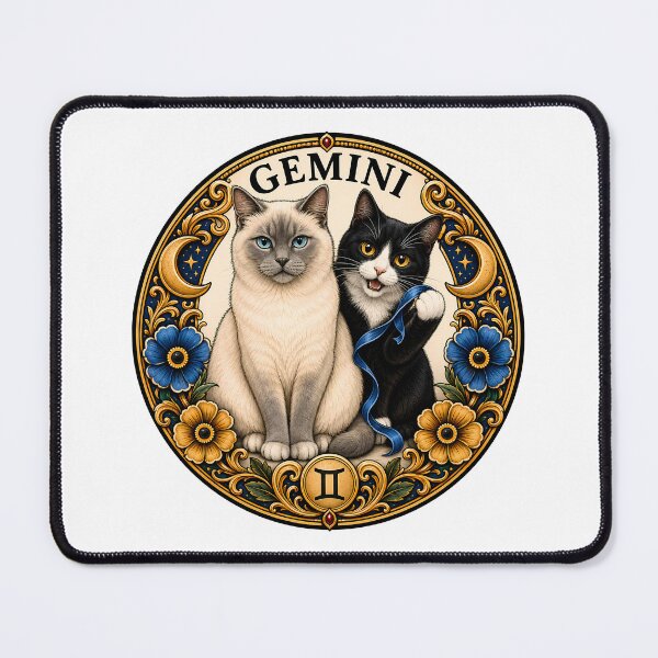 Item preview, Gemini Cats Celestial Zodiac Siamese Tuxedo designed and sold by Old's Cool Cat Studio.