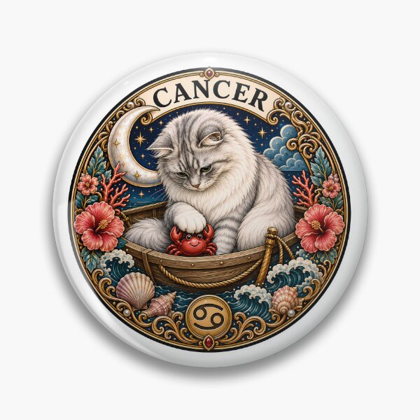 Item preview, Cancer Cat Celestial Zodiac Boat Moon designed and sold by Old's Cool Cat Studio.