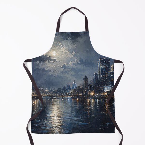 Item preview, Moonlit Metropolis - Moody Night City Skyline Painting designed and sold by Joey Santiago.