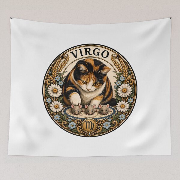 Item preview, Virgo Calico Cat Celestial Zodiac Wheat designed and sold by Old's Cool Cat Studio.