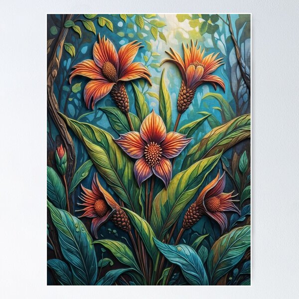 Item preview, Amazon Tropical Flower – Contemporary Botanical Art designed and sold by BrazilArtShop.