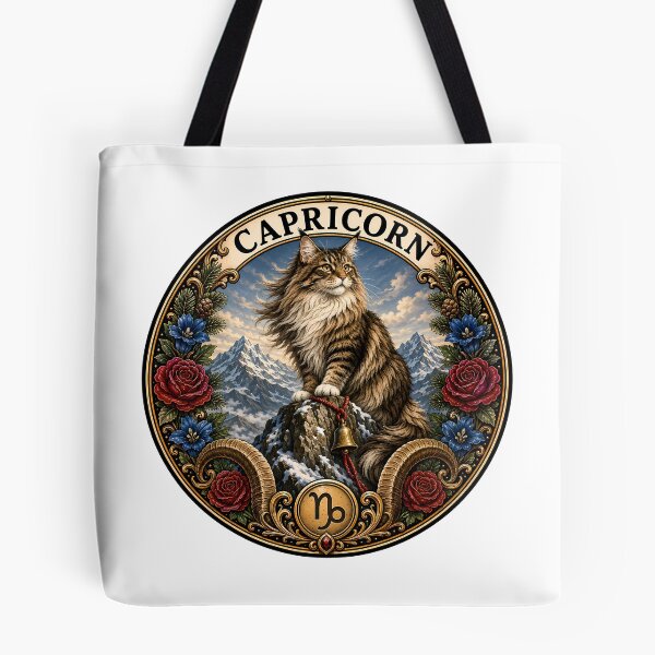 Item preview, Capricorn Cat Celestial Zodiac Mountain Goat designed and sold by Old's Cool Cat Studio.