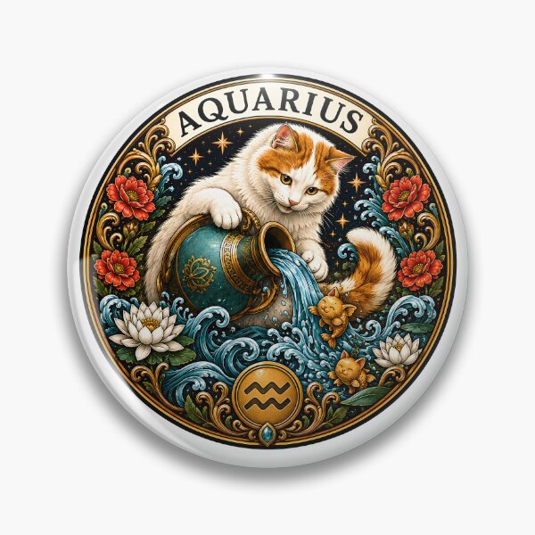 Item preview, Aquarius Cat Celestial Zodiac Water Bearer designed and sold by Old's Cool Cat Studio.