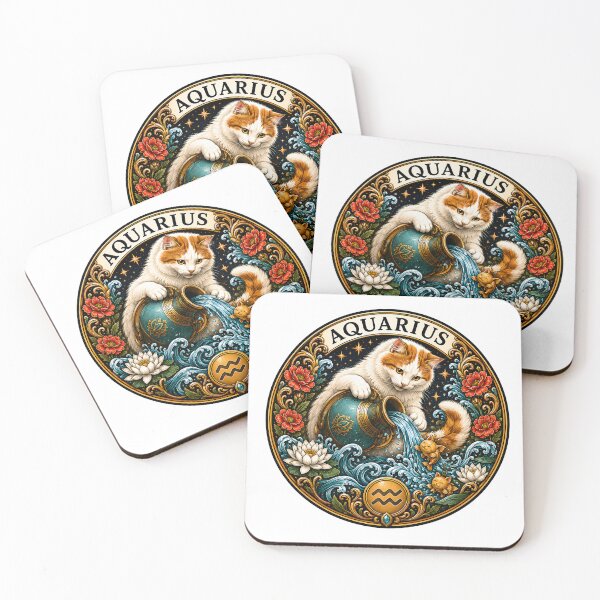 Item preview, Aquarius Cat Celestial Zodiac Water Bearer designed and sold by Old's Cool Cat Studio.