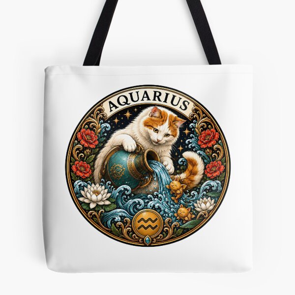 Item preview, Aquarius Cat Celestial Zodiac Water Bearer designed and sold by Old's Cool Cat Studio.