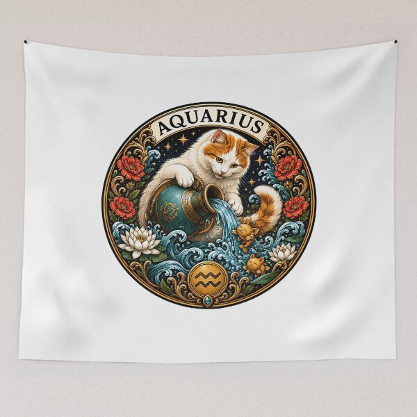 Item preview, Aquarius Cat Celestial Zodiac Water Bearer designed and sold by Old's Cool Cat Studio.