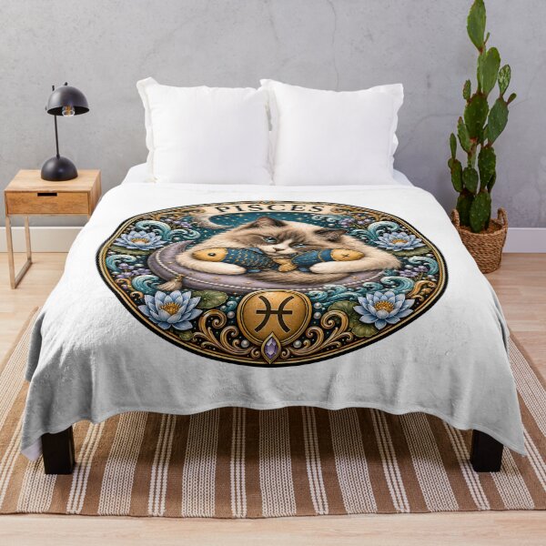 Item preview, Pisces Cat Celestial Zodiac Water Lily designed and sold by Old's Cool Cat Studio.