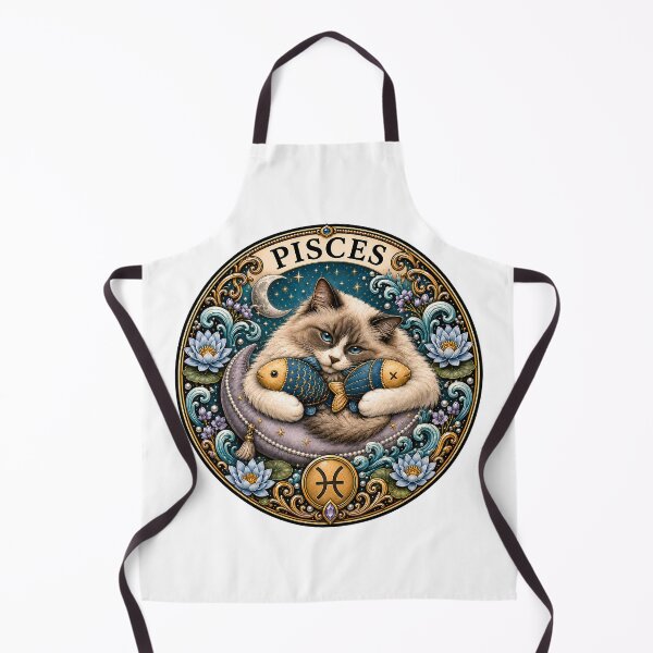 Item preview, Pisces Cat Celestial Zodiac Water Lily designed and sold by Old's Cool Cat Studio.