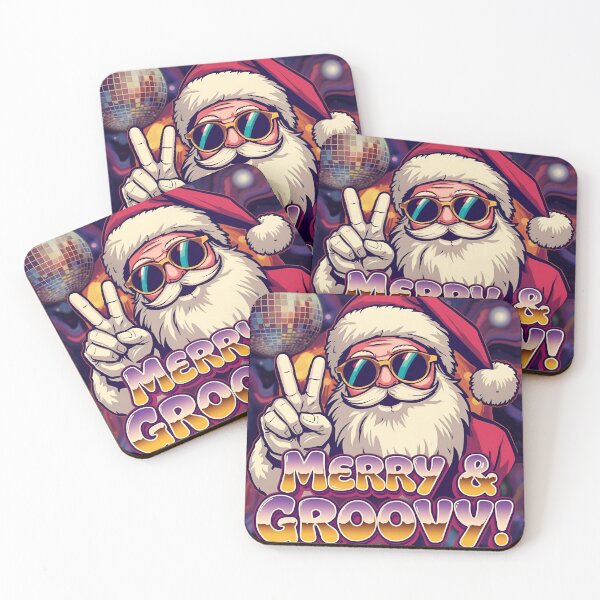 Item preview, Merry & Groovy Retro Santa Claus Disco Peace Sign Christmas designed and sold by VibranPalette.
