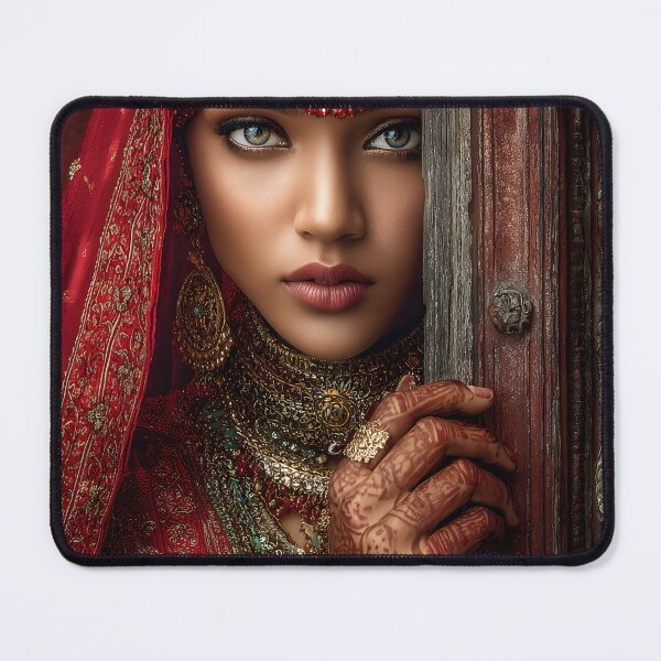 Item preview, Traditional Indian Bride in Ornate Jewelry and Attire designed and sold by Artessie.