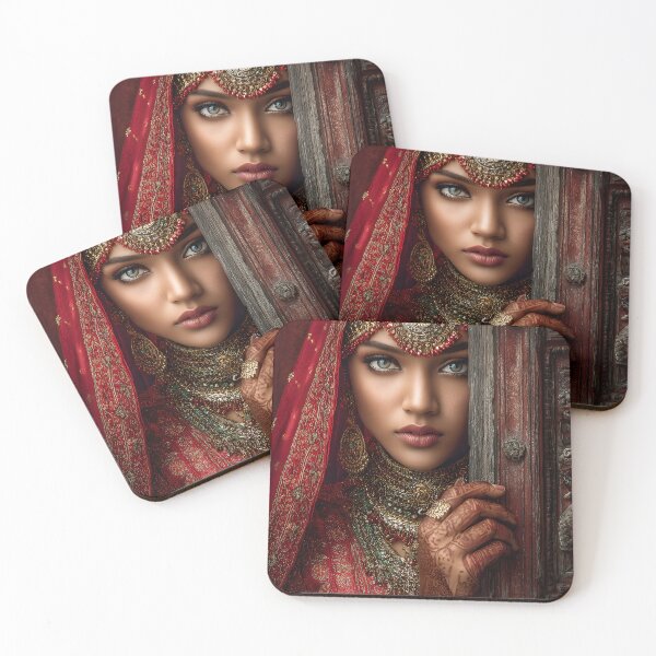 Item preview, Traditional Indian Bride in Ornate Jewelry and Attire designed and sold by Artessie.
