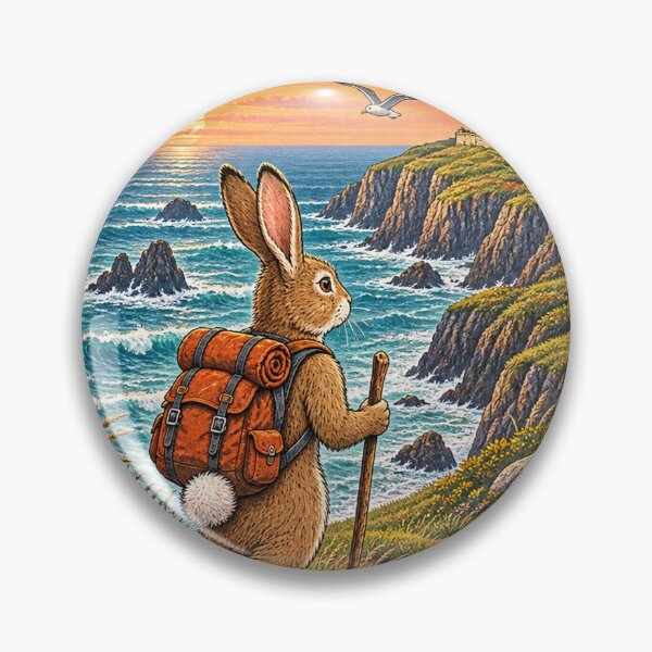 Item preview, Wander More, Scroll Less – Coastal Hiking Rabbit designed and sold by CarrotBadminton.