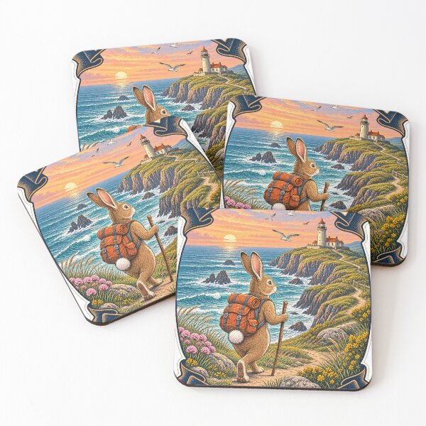 Item preview, Wander More, Scroll Less – Coastal Hiking Rabbit designed and sold by CarrotBadminton.