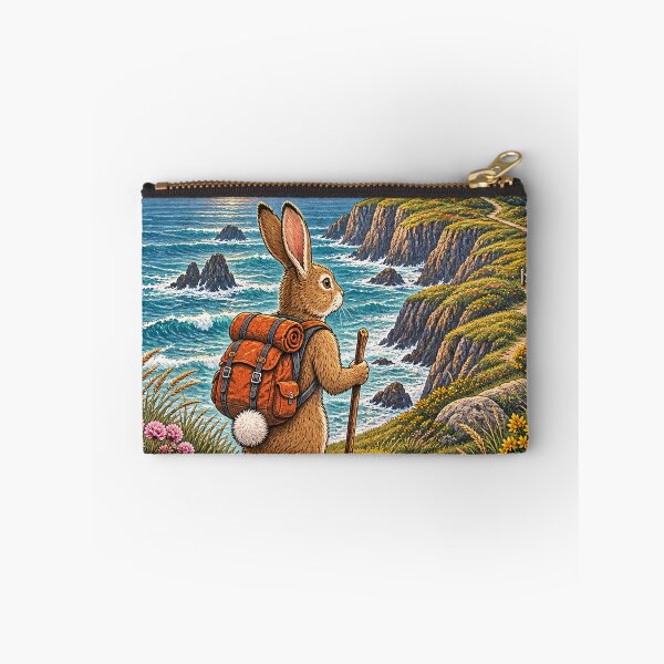 Item preview, Wander More, Scroll Less – Coastal Hiking Rabbit designed and sold by CarrotBadminton.