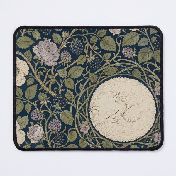 Item preview, William Morris Sleeping Persian Cat Bramble Rose Bower with Berries Vintage Tapestry Pattern HD designed and sold by bard-art.