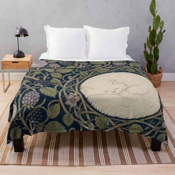 Item preview, William Morris Sleeping Persian Cat Bramble Rose Bower with Berries Vintage Tapestry Pattern HD designed and sold by bard-art.