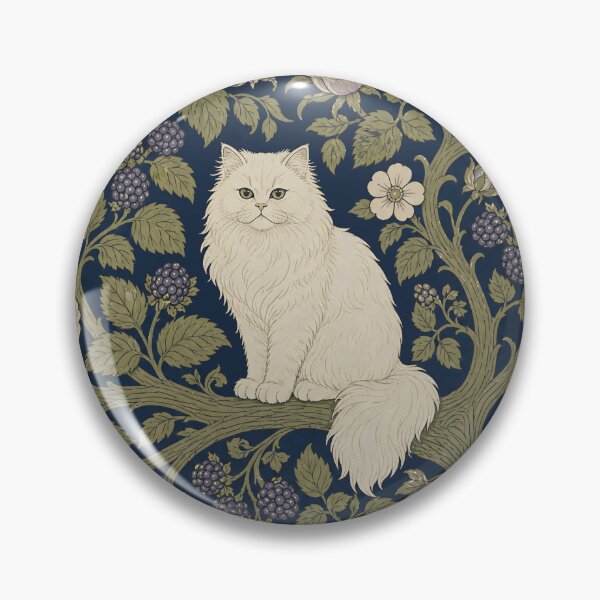 Item preview, William Morris Persian Cat in Bramble Rose Woodland Bower with Berries Vintage Tapestry Pattern HD designed and sold by bard-art.