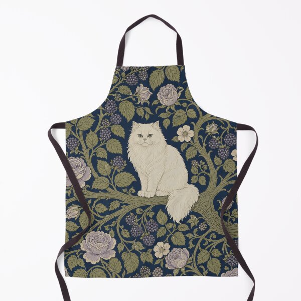 Item preview, William Morris Persian Cat in Bramble Rose Woodland Bower with Berries Vintage Tapestry Pattern HD designed and sold by bard-art.