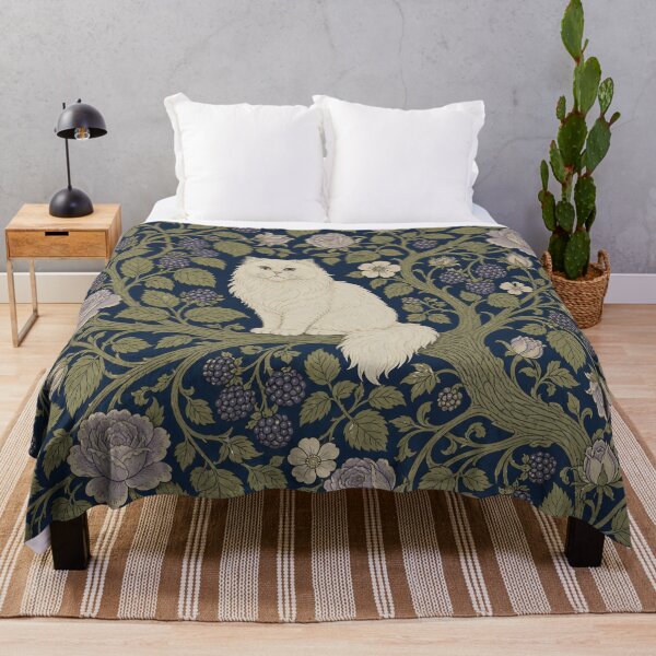Item preview, William Morris Persian Cat in Bramble Rose Woodland Bower with Berries Vintage Tapestry Pattern HD designed and sold by bard-art.