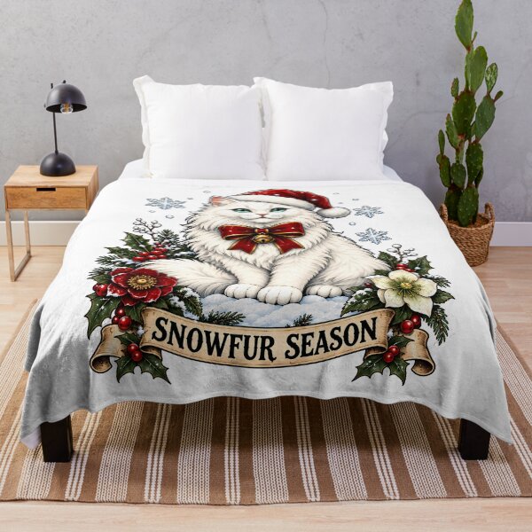 Aperçu de l'œuvre Snowfur Season Santa Cat créée et vendue par Old's Cool Cat Studio.