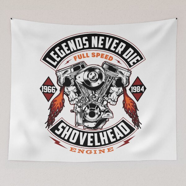 Item preview, Legends Never Die Shovelhead Engine Vintage V Twin Biker designed and sold by heedooppod.