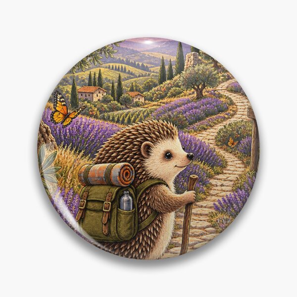 Item preview, Wander More, Scroll Less – Lavender Trail Hedgehog designed and sold by CarrotBadminton.