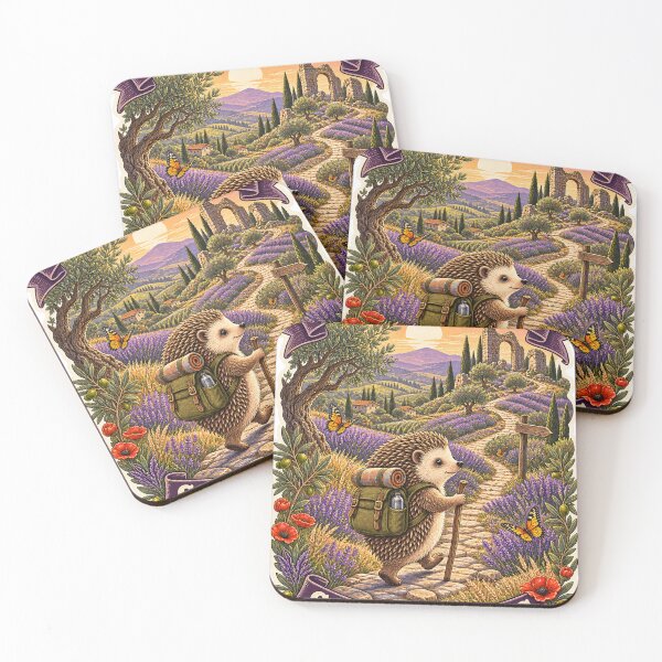 Item preview, Wander More, Scroll Less – Lavender Trail Hedgehog designed and sold by CarrotBadminton.
