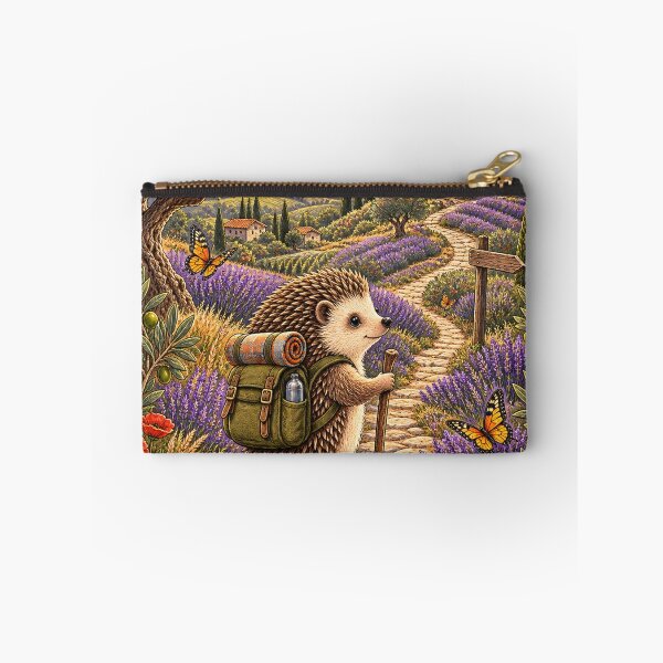 Item preview, Wander More, Scroll Less – Lavender Trail Hedgehog designed and sold by CarrotBadminton.