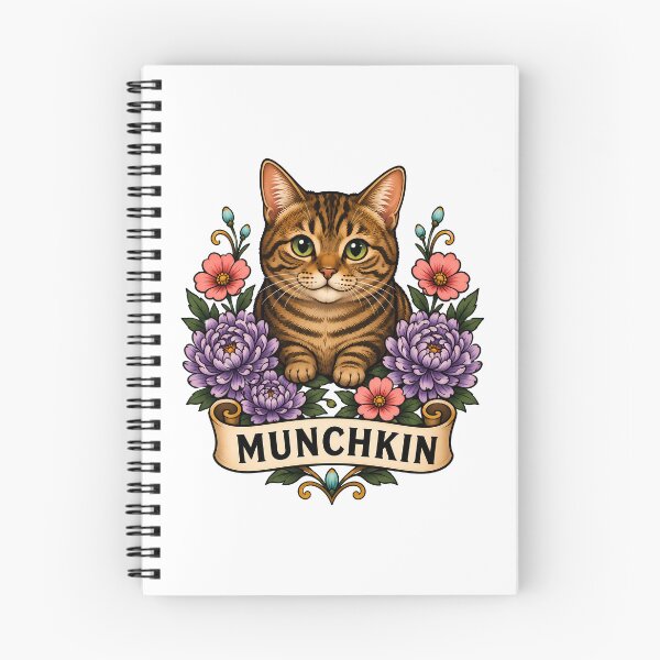 Item preview, Munchkin Cat Purple Dahlia Tattoo Art designed and sold by Old's Cool Cat Studio.