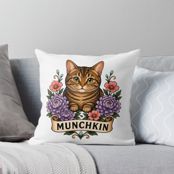Item preview, Munchkin Cat Purple Dahlia Tattoo Art designed and sold by Old's Cool Cat Studio.