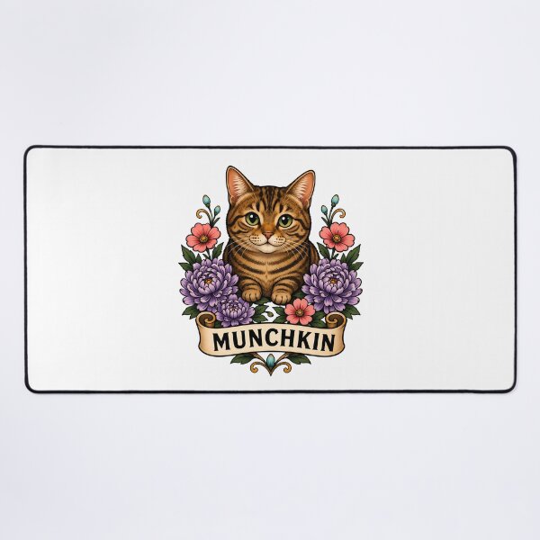 Item preview, Munchkin Cat Purple Dahlia Tattoo Art designed and sold by Old's Cool Cat Studio.